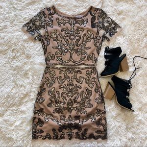 Nude and black sequin fitted dress